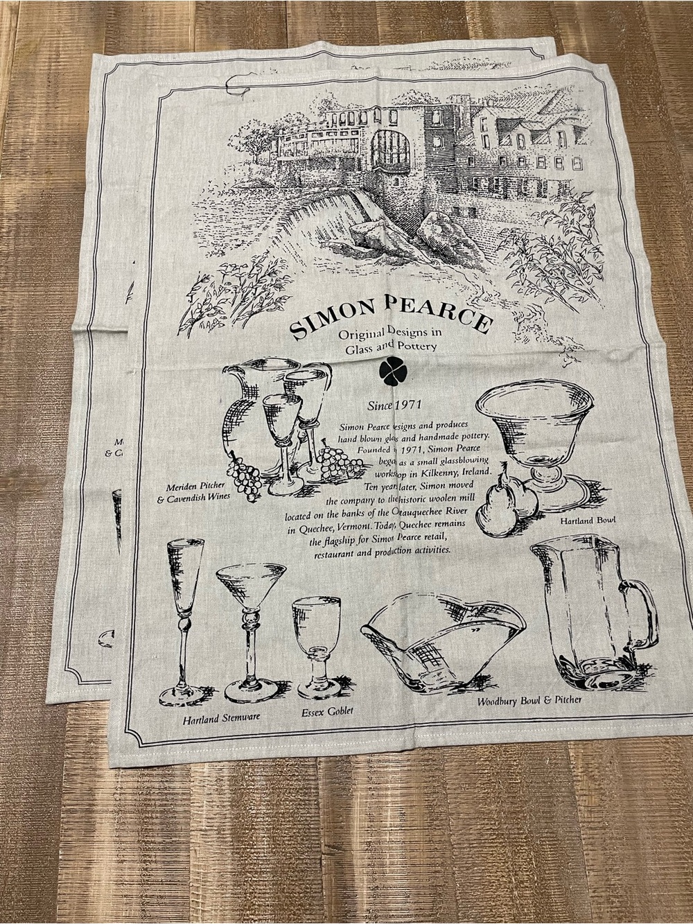 Simon Pearce Natural Beige Tea Towels Original Designs in Glass & Pottery